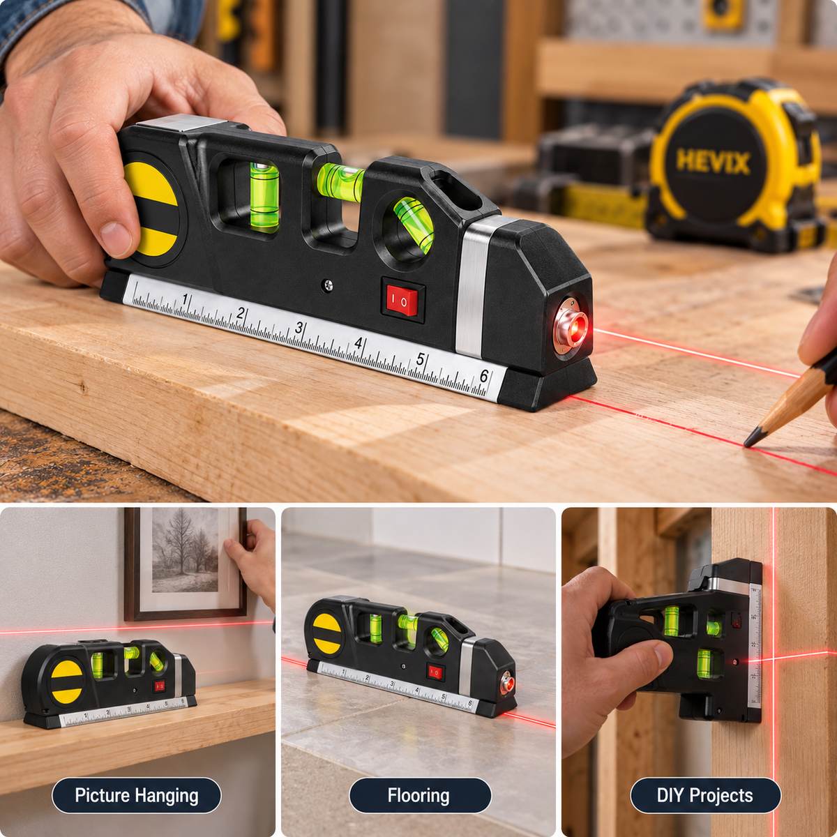Multi-Purpose Laser Level & Measuring Tape Tool
