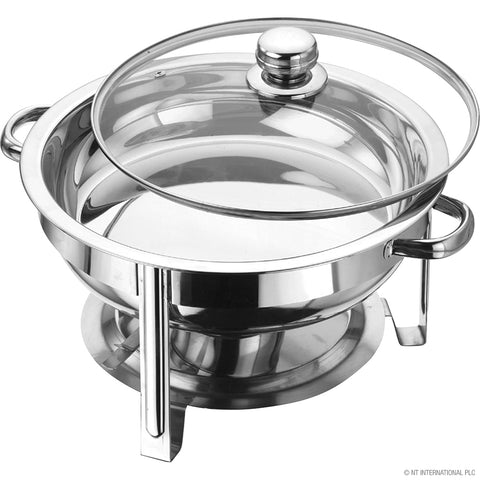 4.5L Stainless Steel Round Chafing Dish with Glass Lid