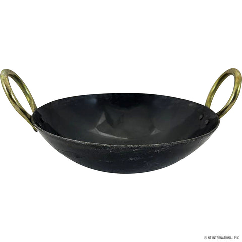 8 Inch Round Bottom Iron Kadahi with Two Handles