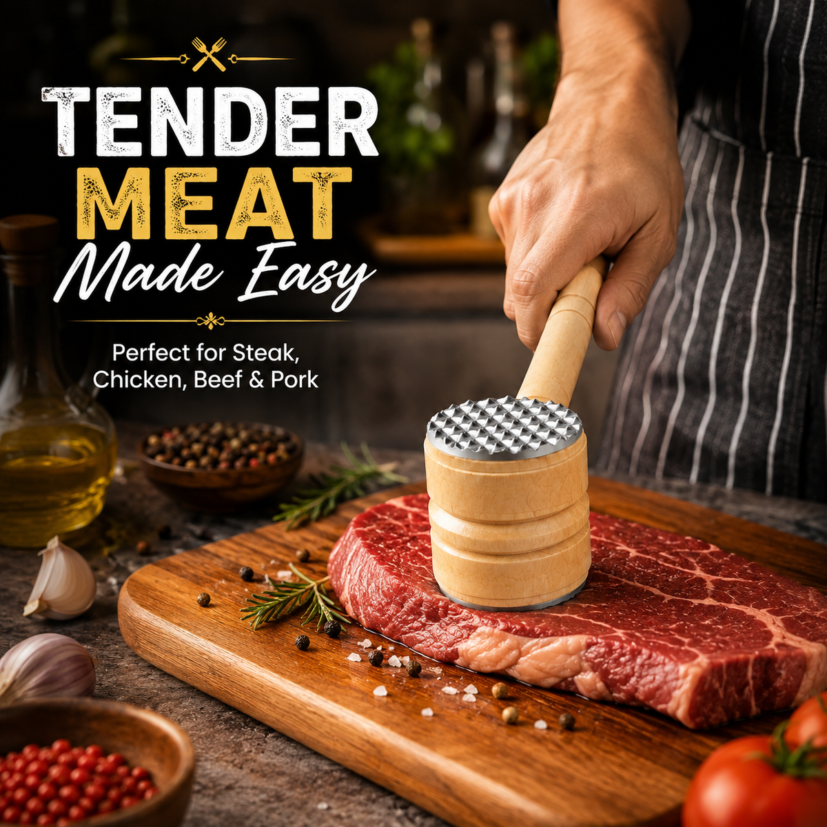 Wooden Meat Tenderizer Hammer