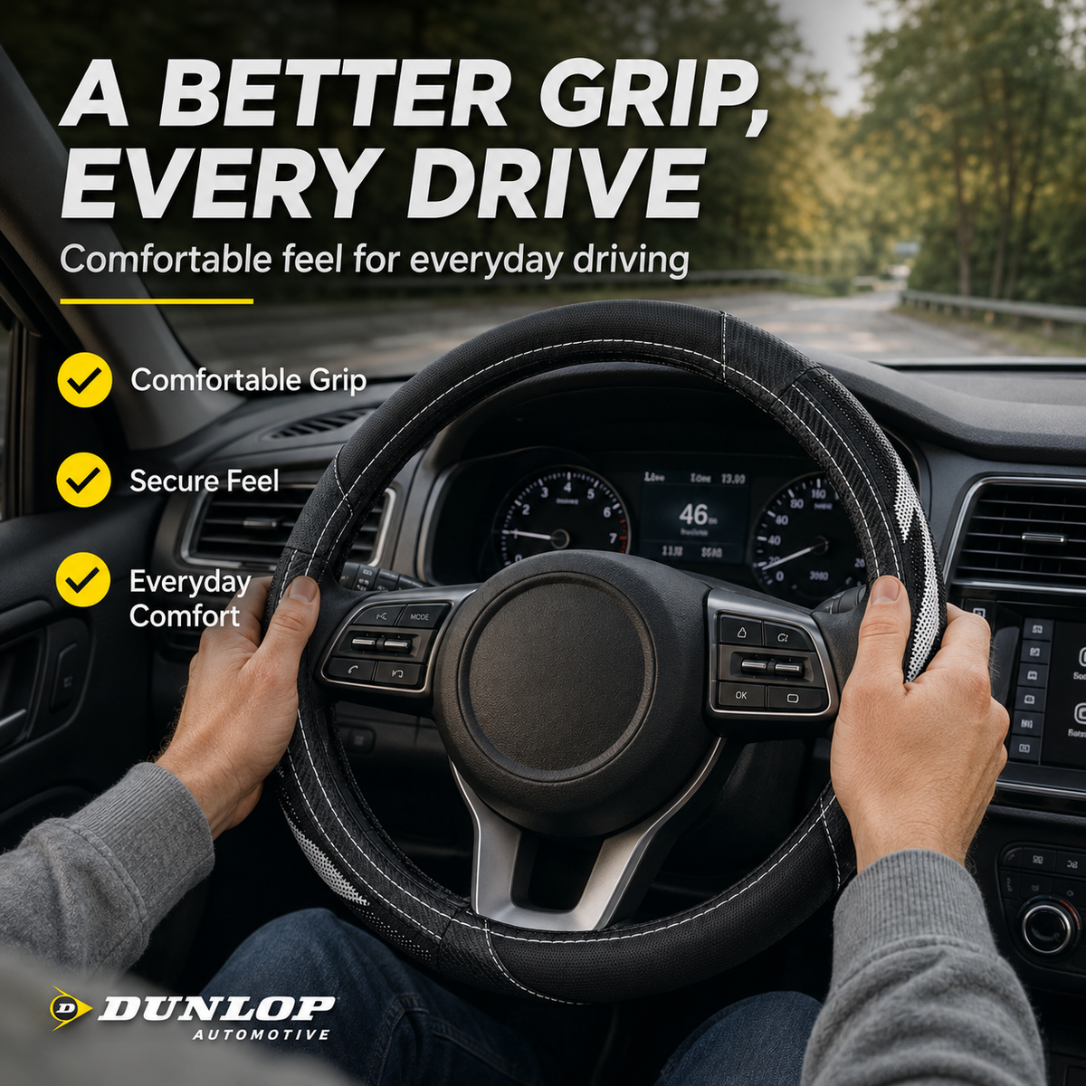 Black Steering Wheel Cover - Comfortable Textured Grip