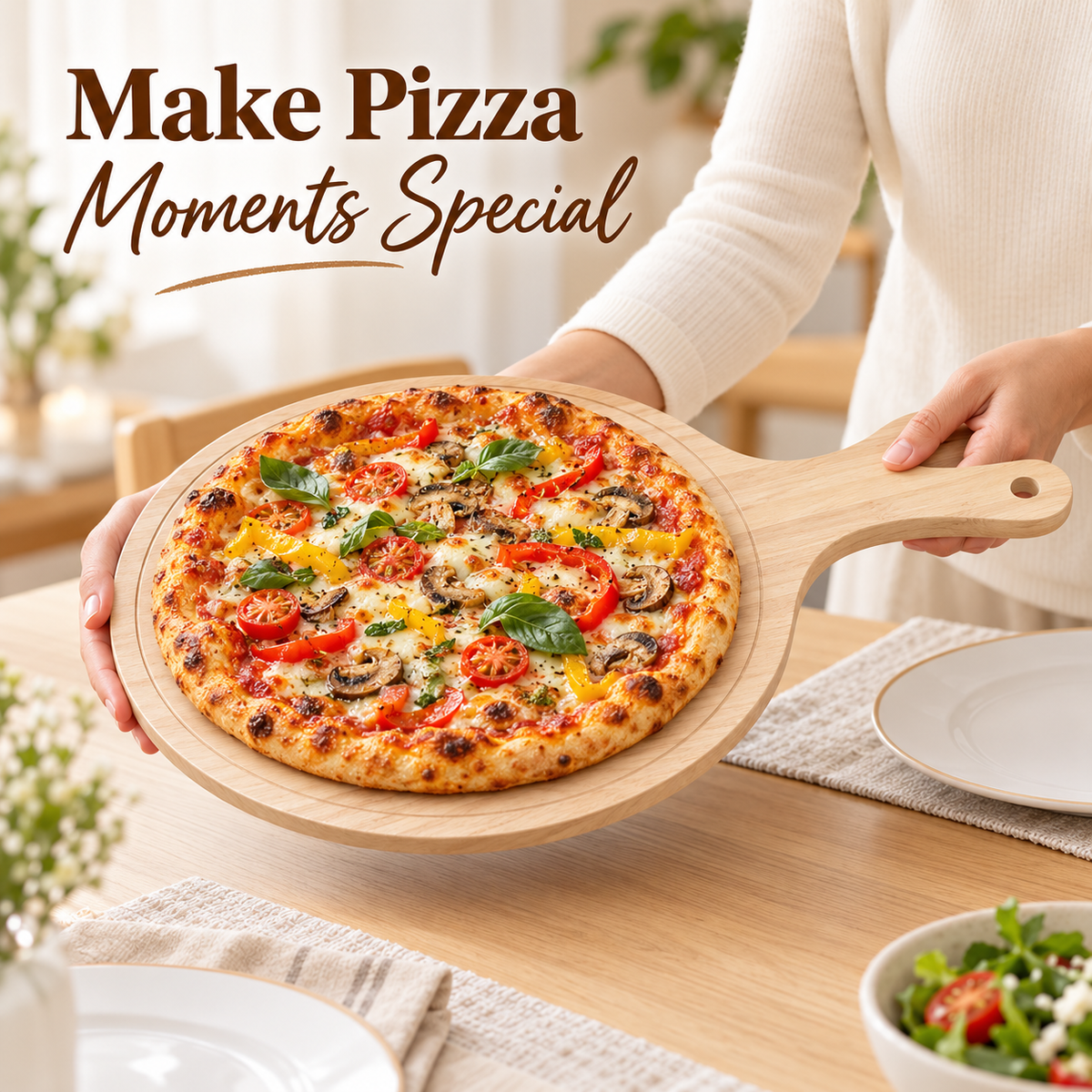 43 x 30cm Wooden Pizza Fruit Serving Board