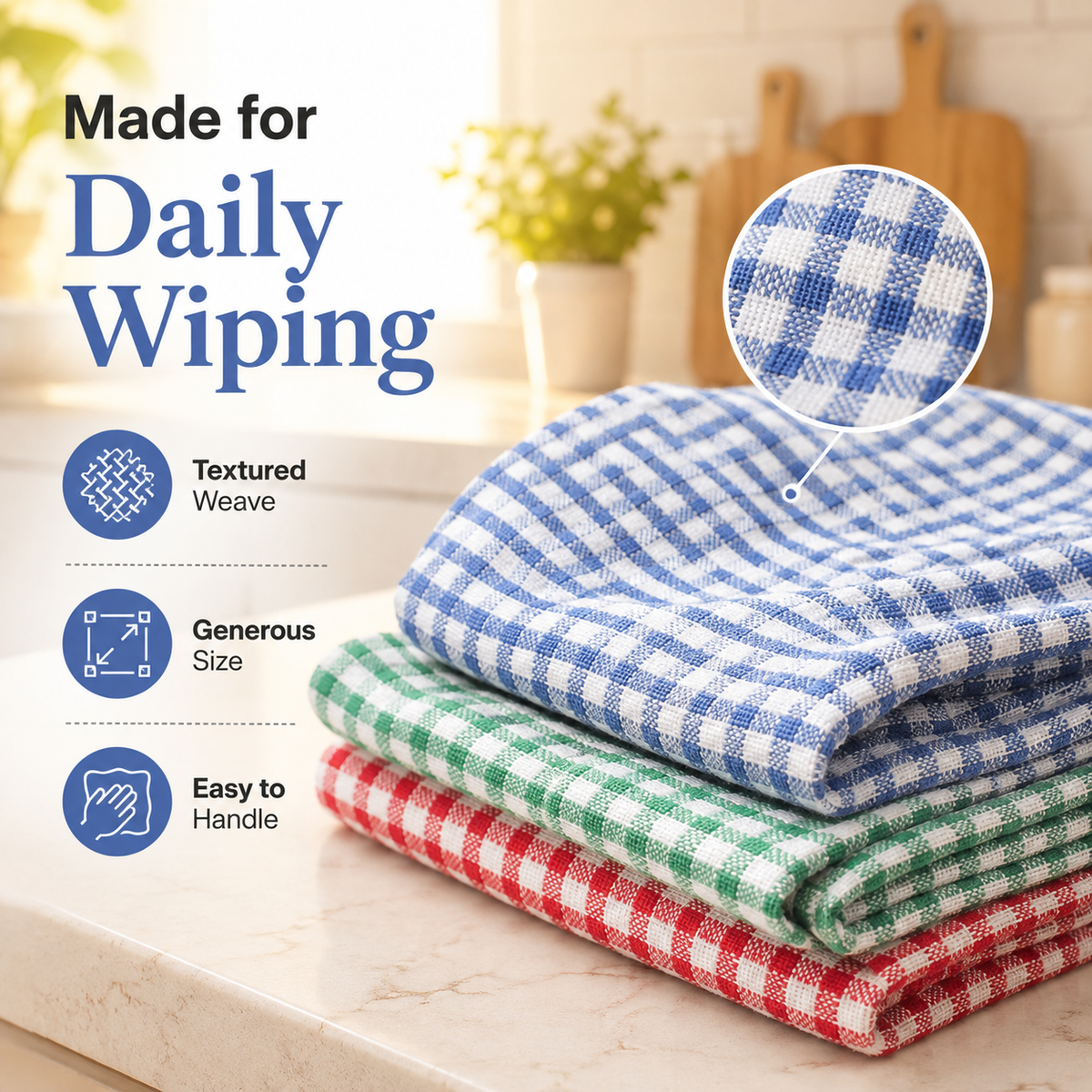 10 Pack Rice Weave Tea Towels – 50 x 70cm Assorted Colours