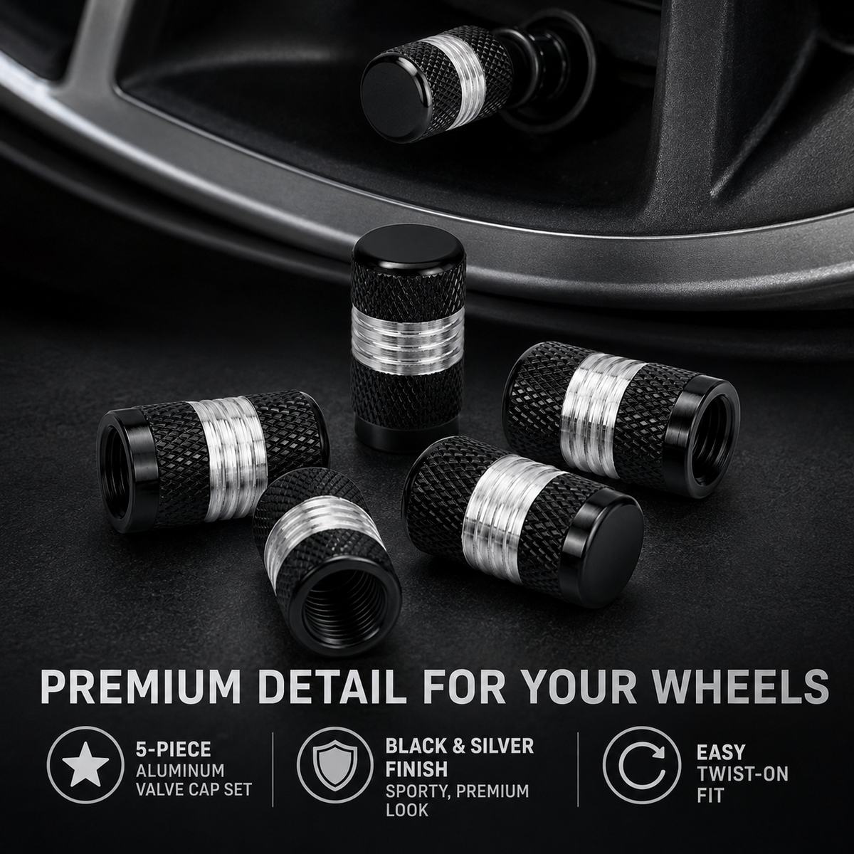 Valve Caps – 5 Piece Set