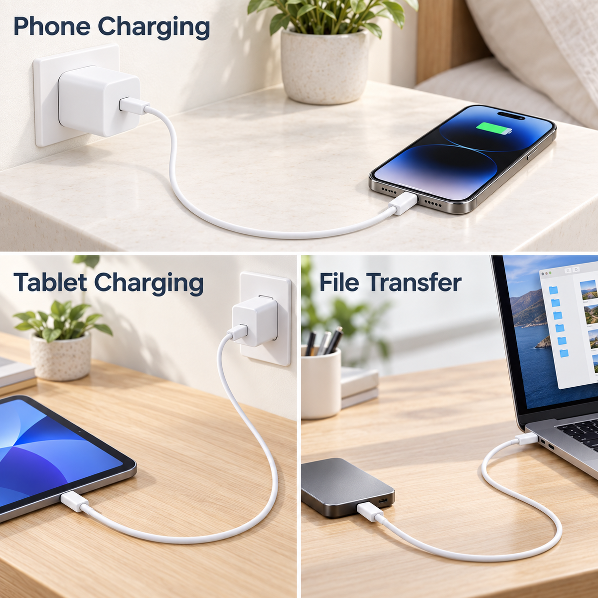 1m USB-C to USB-C Cable