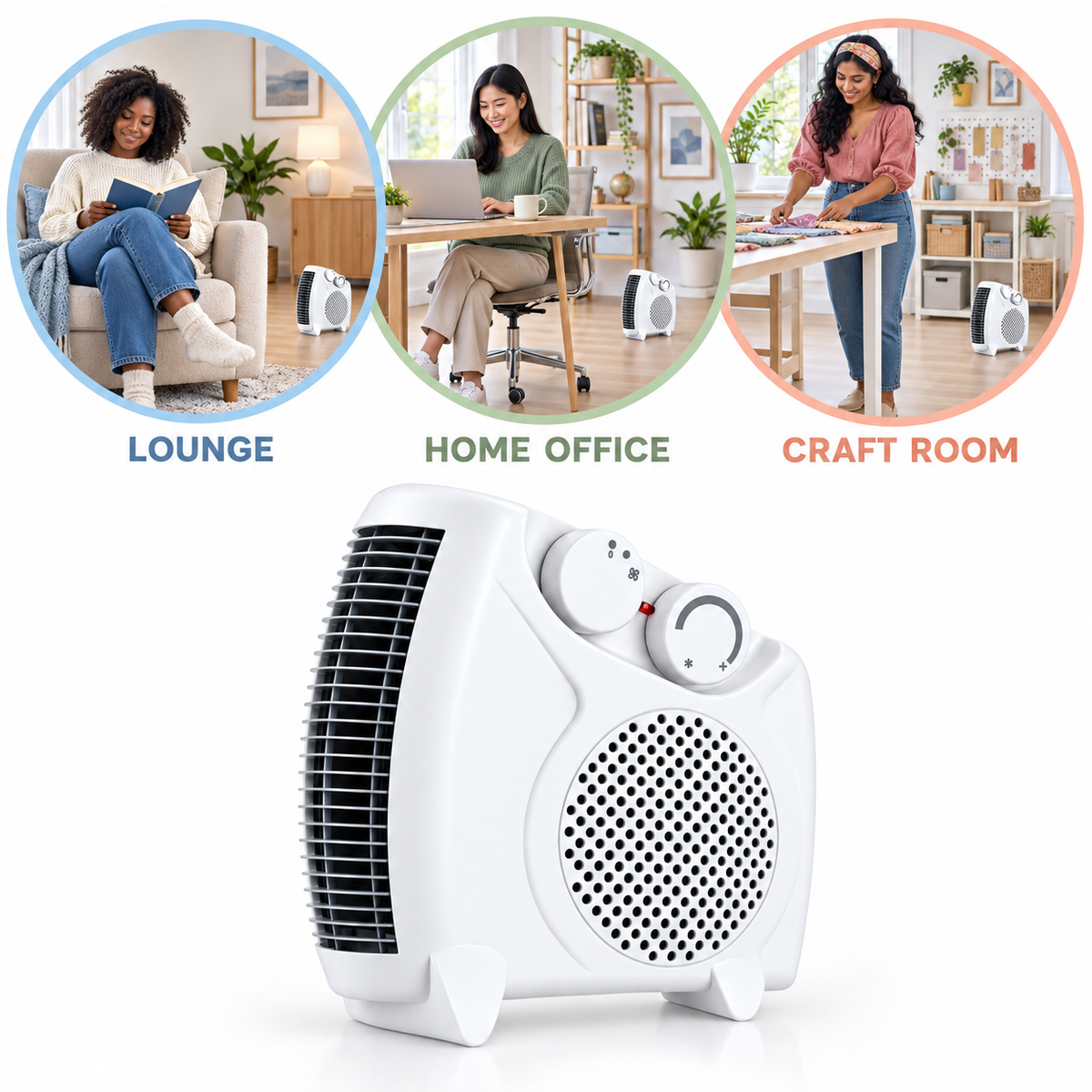 Compact Fan Heater 2000W – 1 Unit
