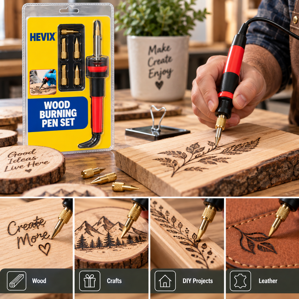 Wood Burning Pen Set – 30W with 5 Brass Tips