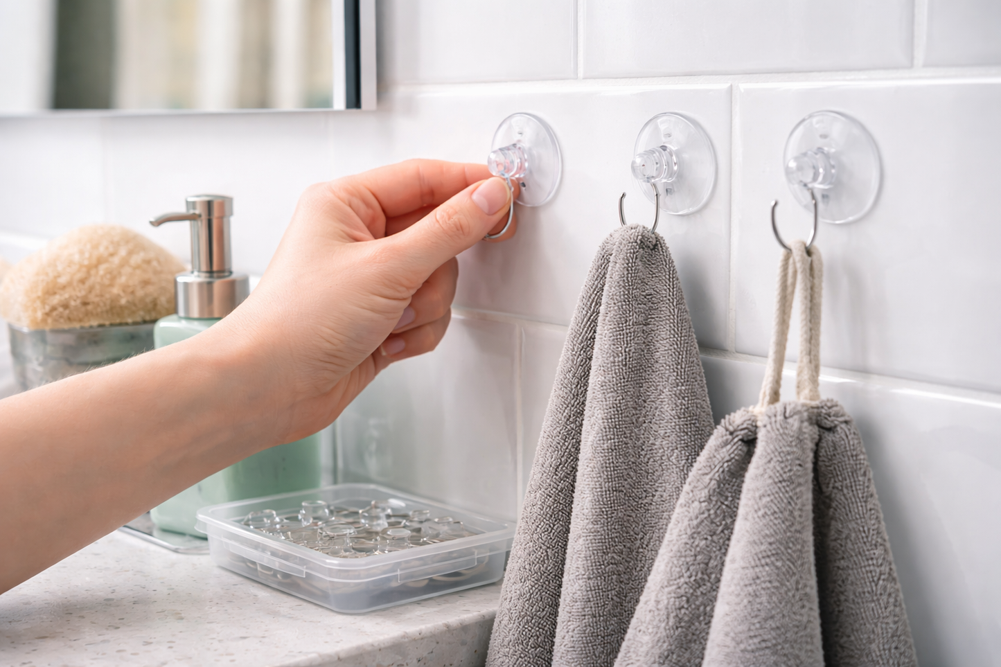 18-Piece Clear Suction Cup Hooks — Damage-Free Wall Hooks for Kitchen, Bathroom, Office & Home