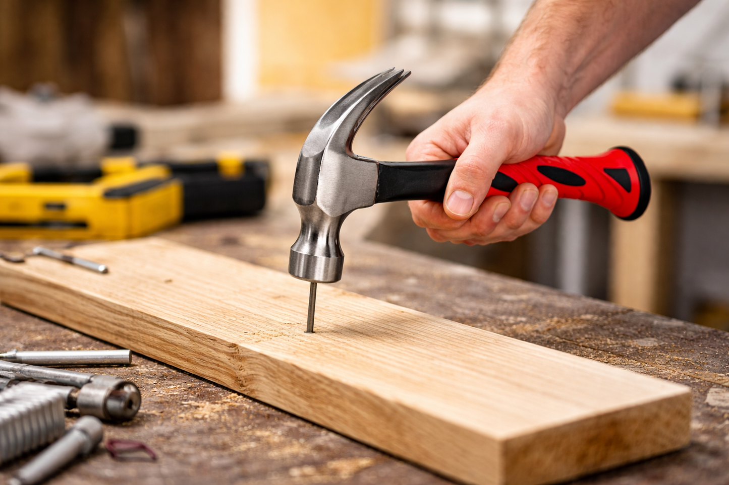 Claw Hammer 8oz 16oz 20oz – Hardened Steel Head, Fibreglass Shaft, Bi-Material Red Black Grip, Curved Claw