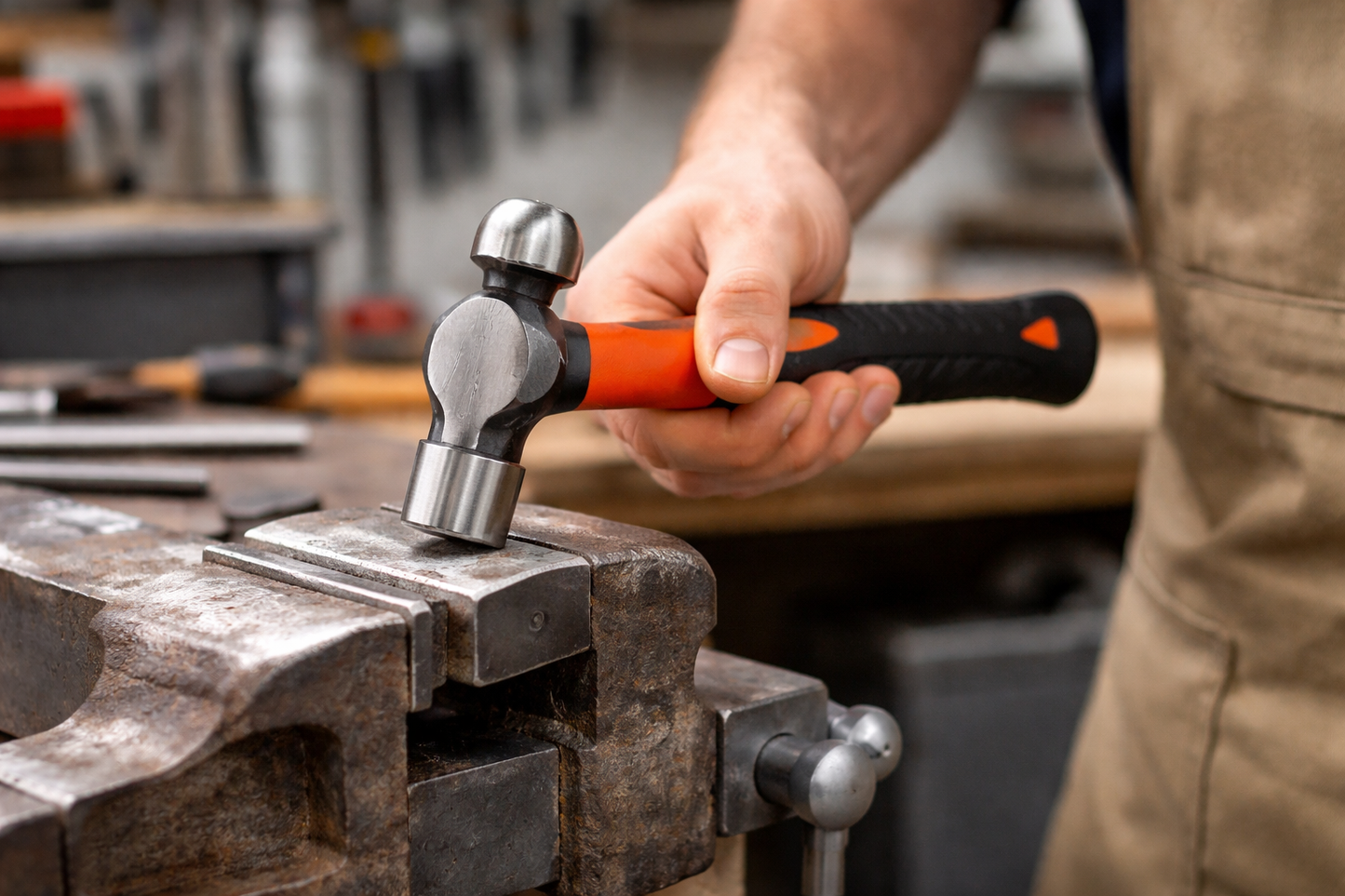 16oz Ball Pein Hammer Fiberglass Handle | Forged Steel Head | Metalwork & Workshop Use