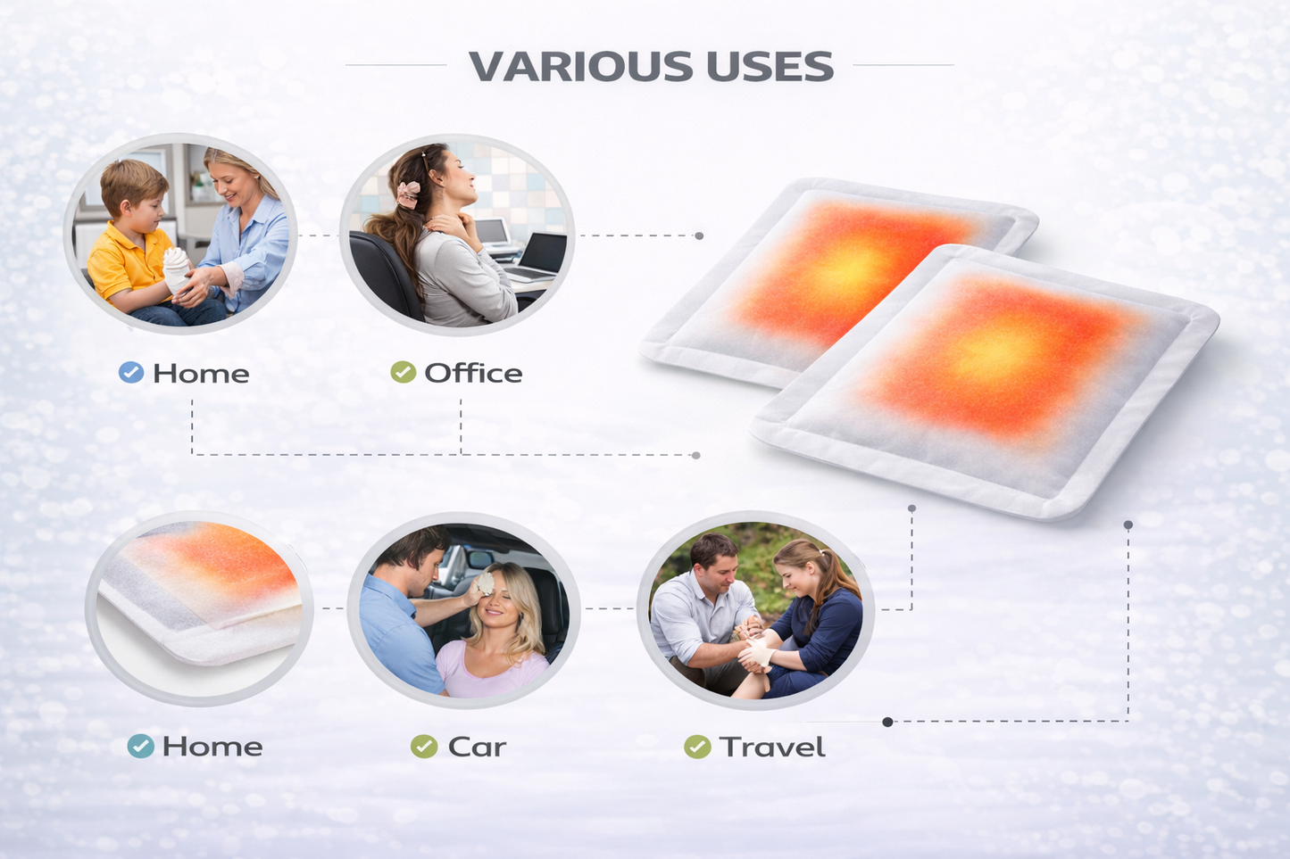 Instant & Self Adhesive Heat Pads Pack of 2 | Up to 57°C | 8 Hours | Joint & Muscle Pain Relief
