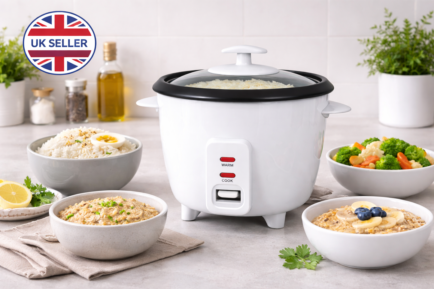 Automatic Rice Cooker | Keep Warm | Non-Stick Bowl | Glass Lid | Cup & Spatula | 0.8L or 1.8L