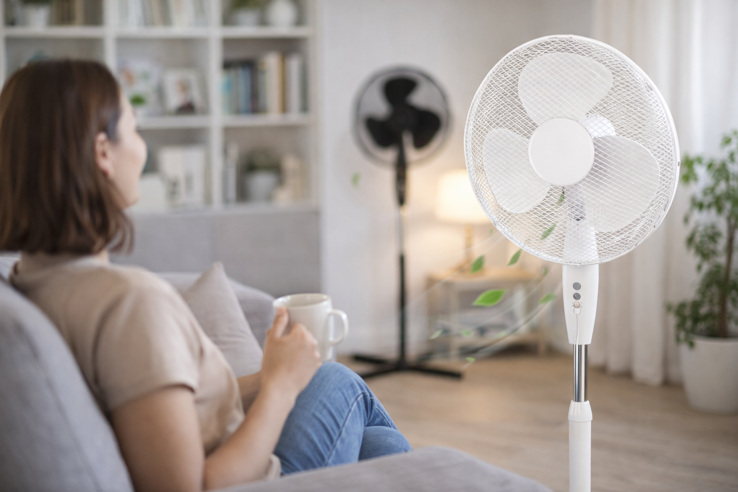 16 Inch Oscillating Stand Fan with cross leg Base | 3 Speed Silent Pedestal Fan | White & Black | 40cm UK Plug