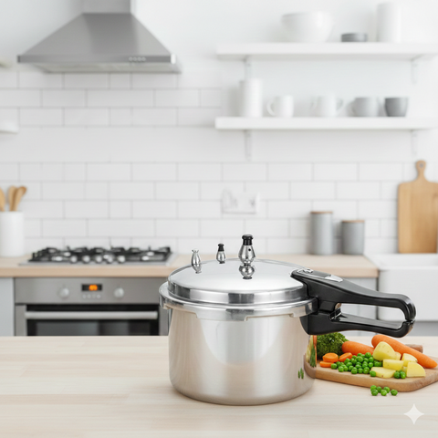 3L Heavy Duty Aluminium Pressure Cooker – Induction Base, Dual Bakelite Handles, Quick Release & Safety Valve for Fast, Safe Cooking