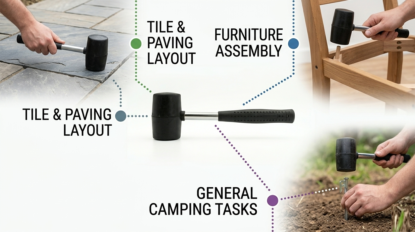 Rubber Mallet | Solid Rubber Head | Tubular Steel Shaft | Anti-Slip Grip | 8oz 16oz or 32oz