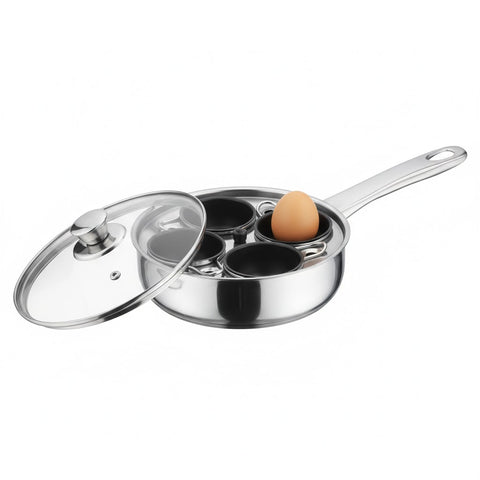 7pc 18cm Stainless Steel Egg Poacher with Non Stick Inserts