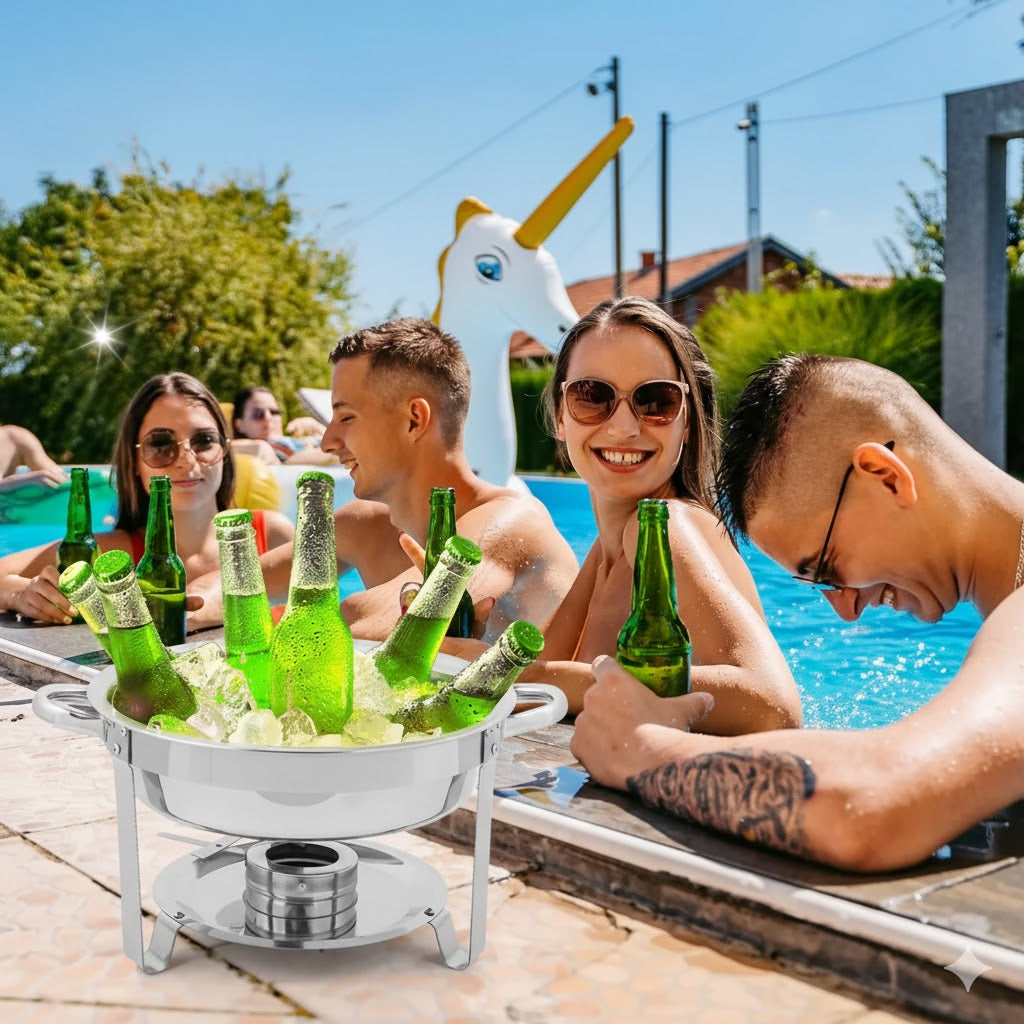 4.5L Stainless Steel Round Chafing Dish with Glass Lid