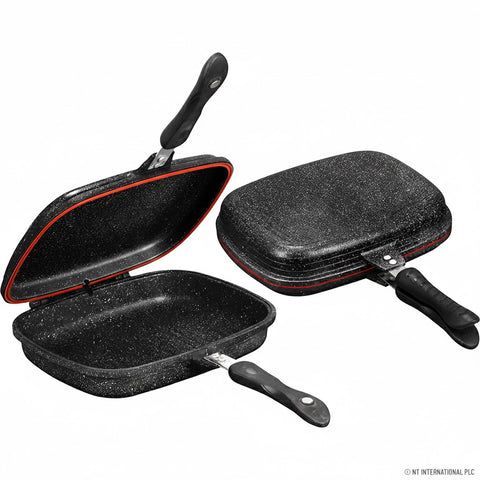 36cm Die Cast Double Grill Black Pan