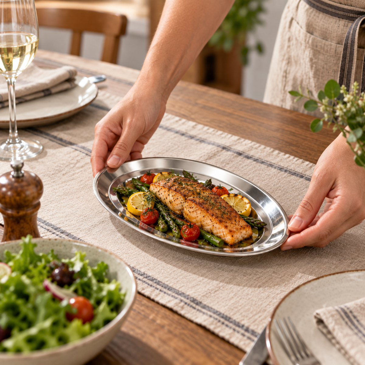 35cm Stainless Steel Oval Serving Plate
