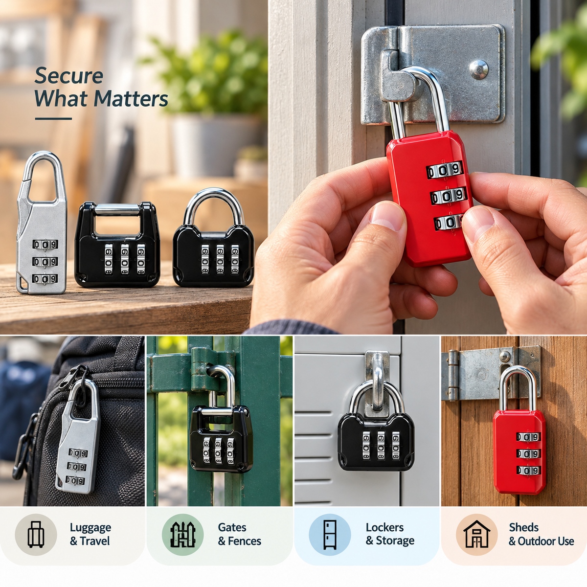 4-Piece Combination Padlock Set