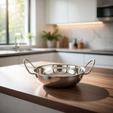 18cm Stainless Steel Balti Dish Kadai – Dual Side Handles, Mirror Finish, Ideal for Cooking & Serving Traditional Curries