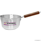 14cm Stainless Steel Milk Pan with Wooden Handle – Pouring Spout, Heat-Resistant Grip, Ideal for Heating & Boiling
