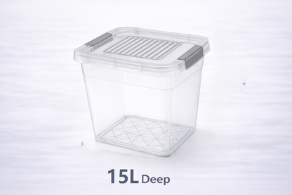 Clear Plastic Storage Box with Secure Clip Lid & Carry Handles – Stackable Home Organiser Container – Available in 5L, 10L & 15L