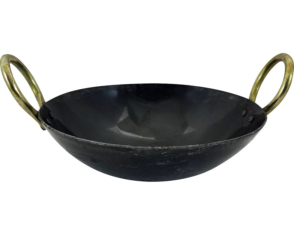 8 Inch Round Bottom Iron Kadahi with Two Handles