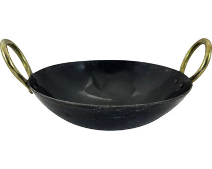 8 Inch Round Bottom Iron Kadahi with Two Handles