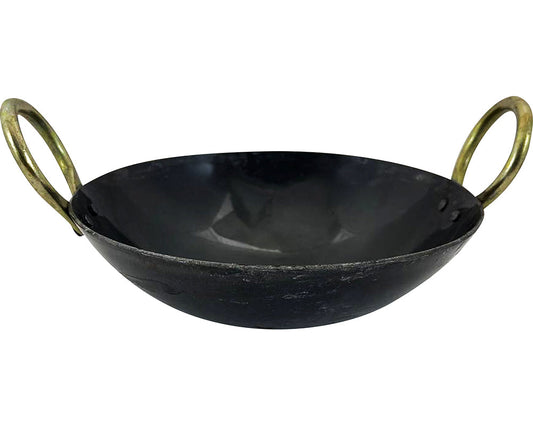 8 Inch Round Bottom Iron Kadahi with Two Handles