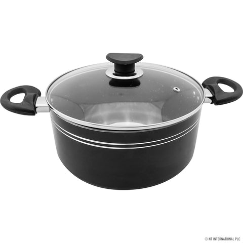 22cm Black Stockpot with Induction Bottom