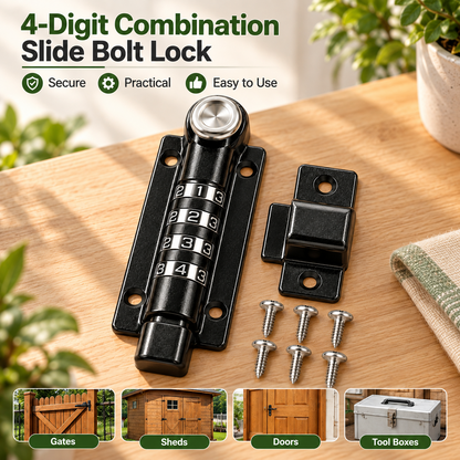 4-Digit Combination Slide Bolt Lock