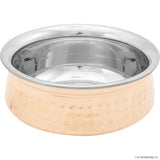 13cm Copper & Stainless Steel Handi Balti Dish – Hammered Exterior, Polished Interior, Ideal for Serving Curries & Dals