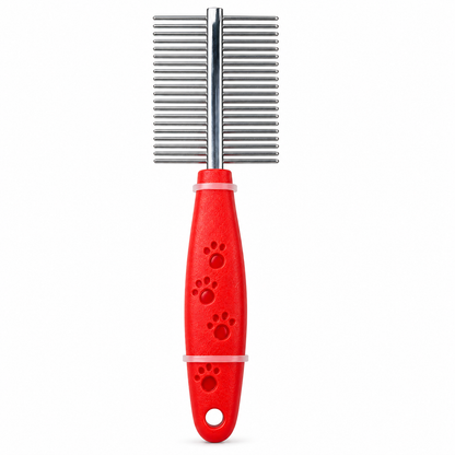 Double-Sided Pet Grooming Comb – Fine & Wide Tooth Metal Comb for Dogs & Cats