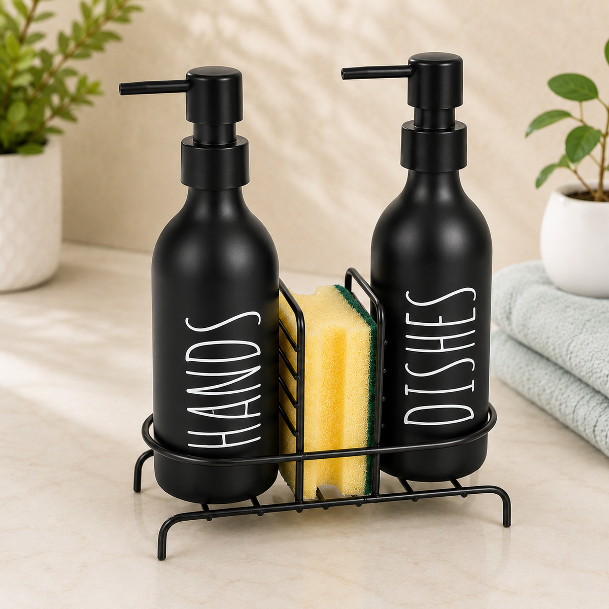 2pc Soap Dispenser Set with Stand