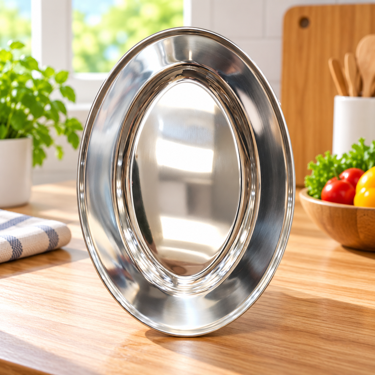 Stainless Steel Oval Plate – 20cm & 30cm Serving Tray