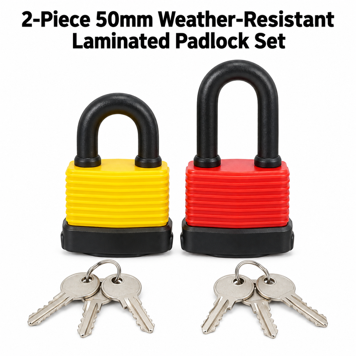 2-Piece 50mm Weatherproof Padlock Set