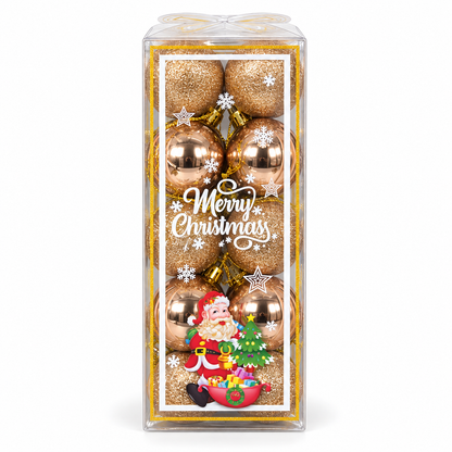 Gold Christmas Ball Ornaments Box Set – Glitter & Shiny Baubles