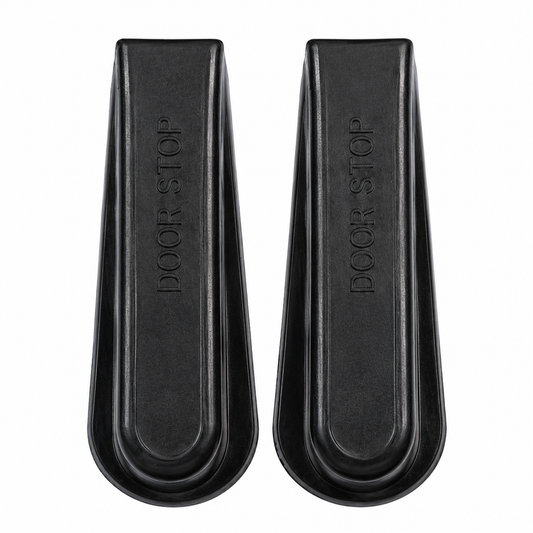 2PC Rubber Door Stopper Set – Black Non-Slip Door Wedges