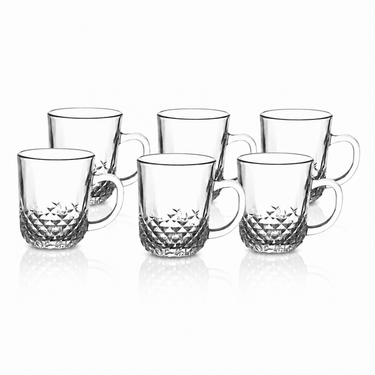 Crystal Series 240ml Glass Mugs – 6 Pcs