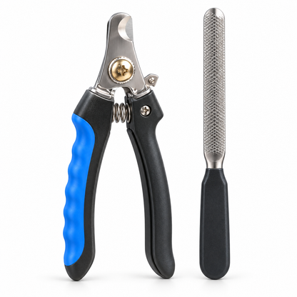 2-Piece Pet Nail Clipper and File Grooming Set with Non-Slip Handles