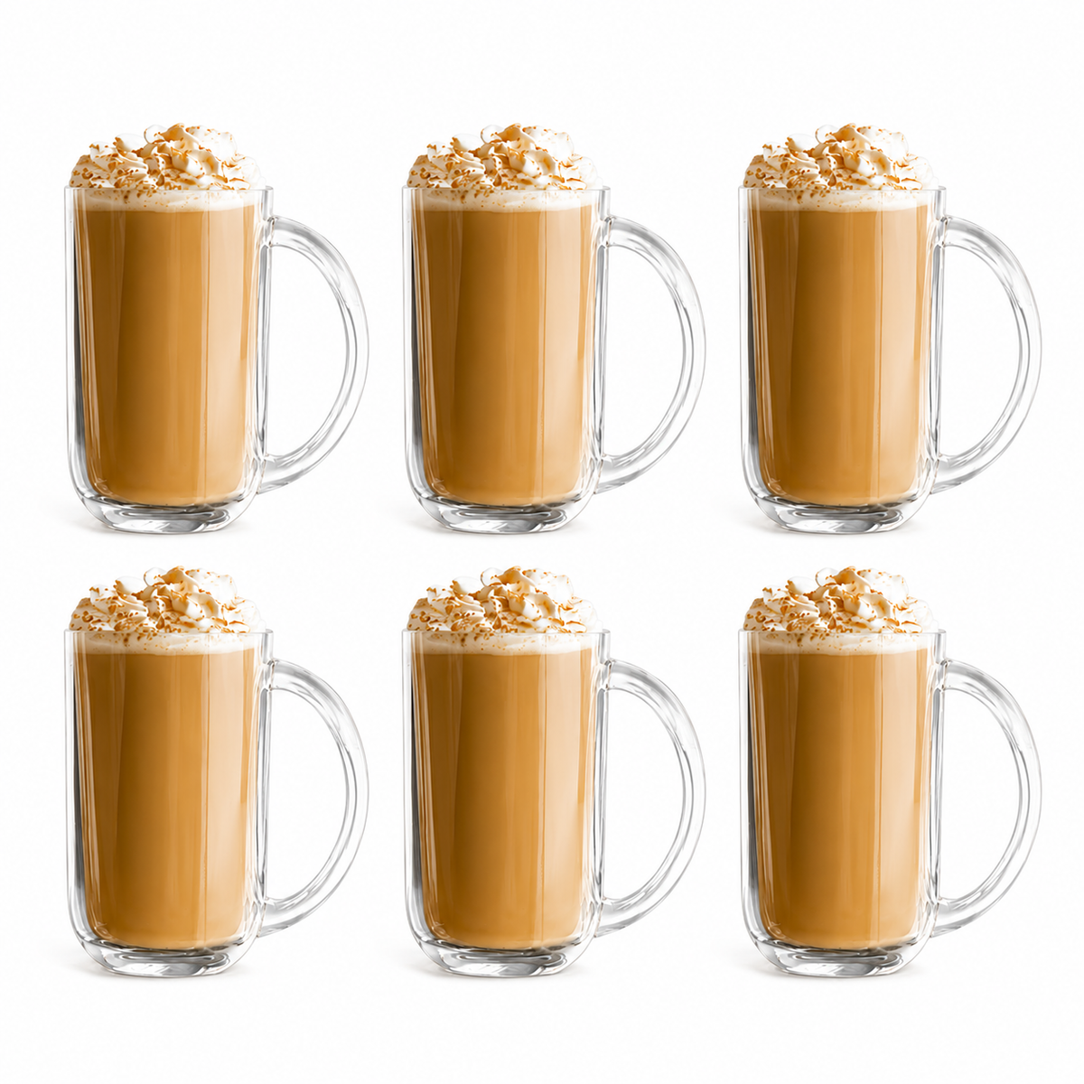 Caramel Glass Mugs 360ml – 6 Piece Set