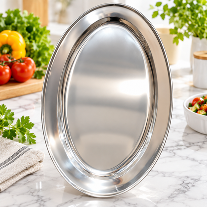 35cm Stainless Steel Oval Serving Plate