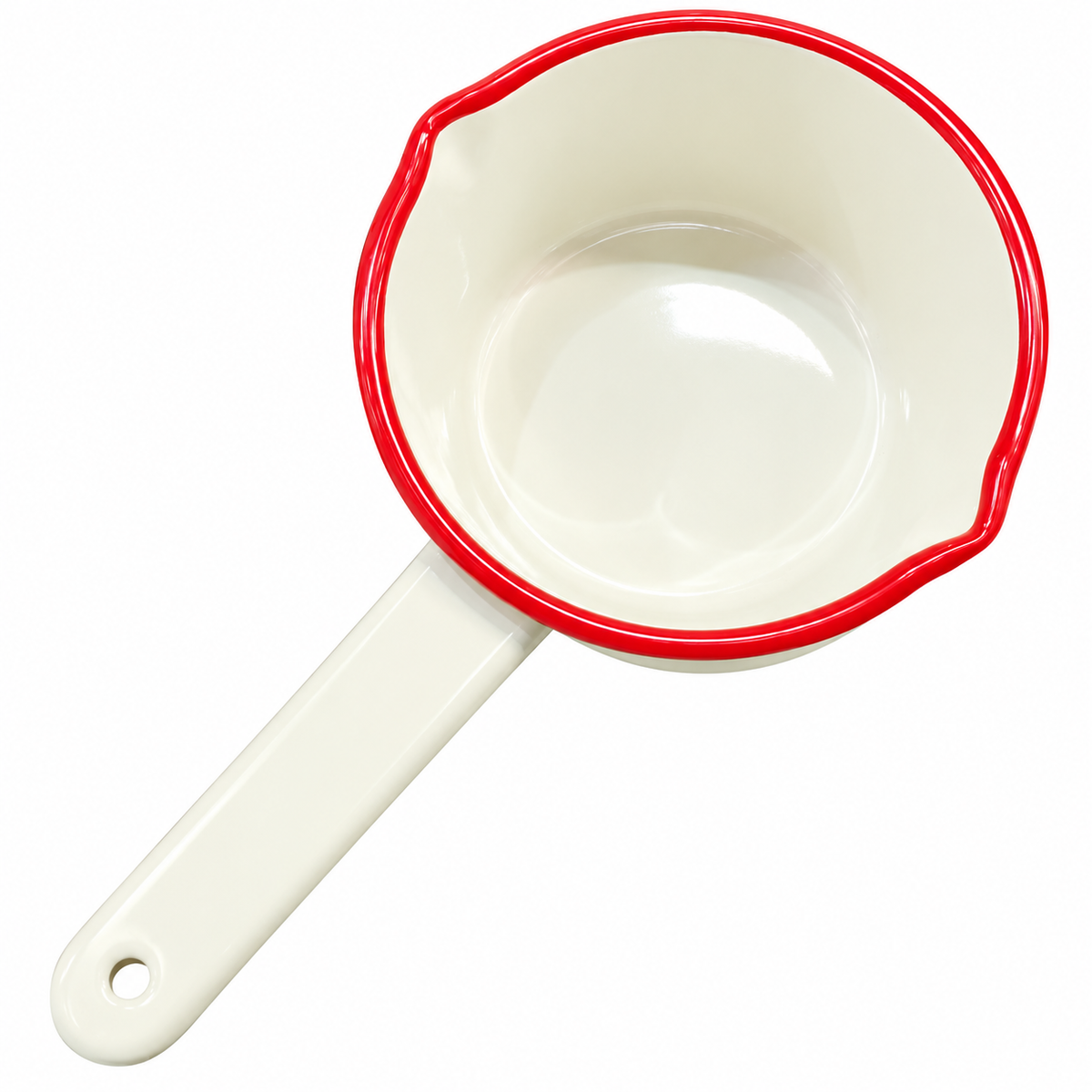 14cm Enamel Milk Pan – Cream/Red or White/Blue
