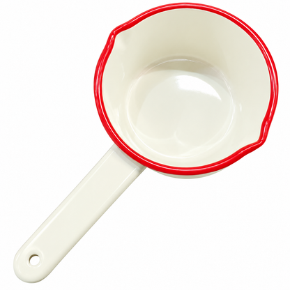 14cm Enamel Milk Pan – Cream/Red or White/Blue