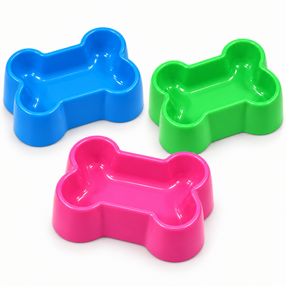 Bone-Shaped Single Pet Food Bowl – Bright Blue, Hot Pink or Bright Green