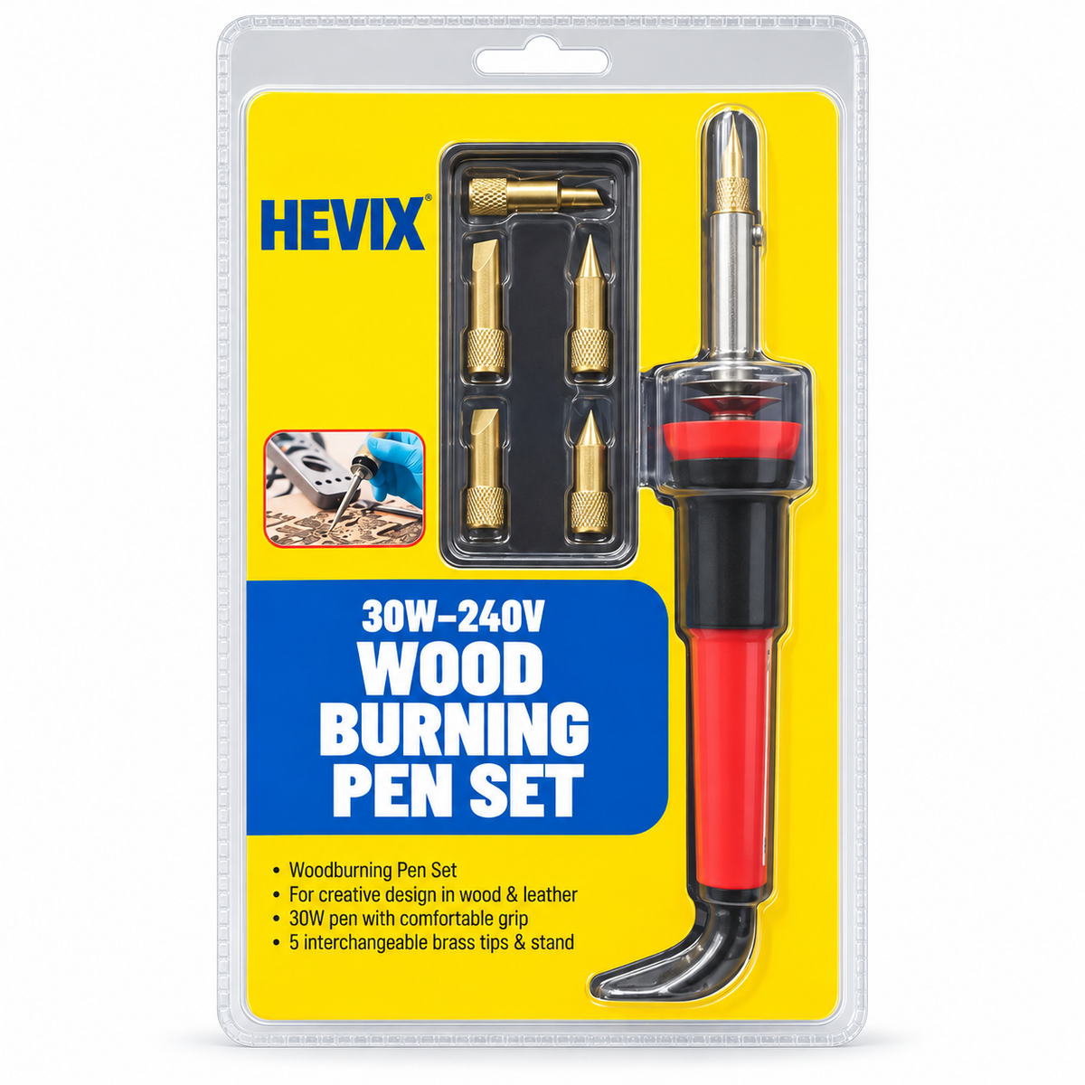Wood Burning Pen Set – 30W with 5 Brass Tips