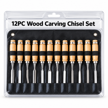 12Pc Wood Carving Chisel Set Carbon Steel