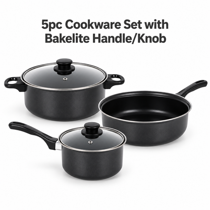 5-Piece Non-Stick Cookware Set with Glass Lids