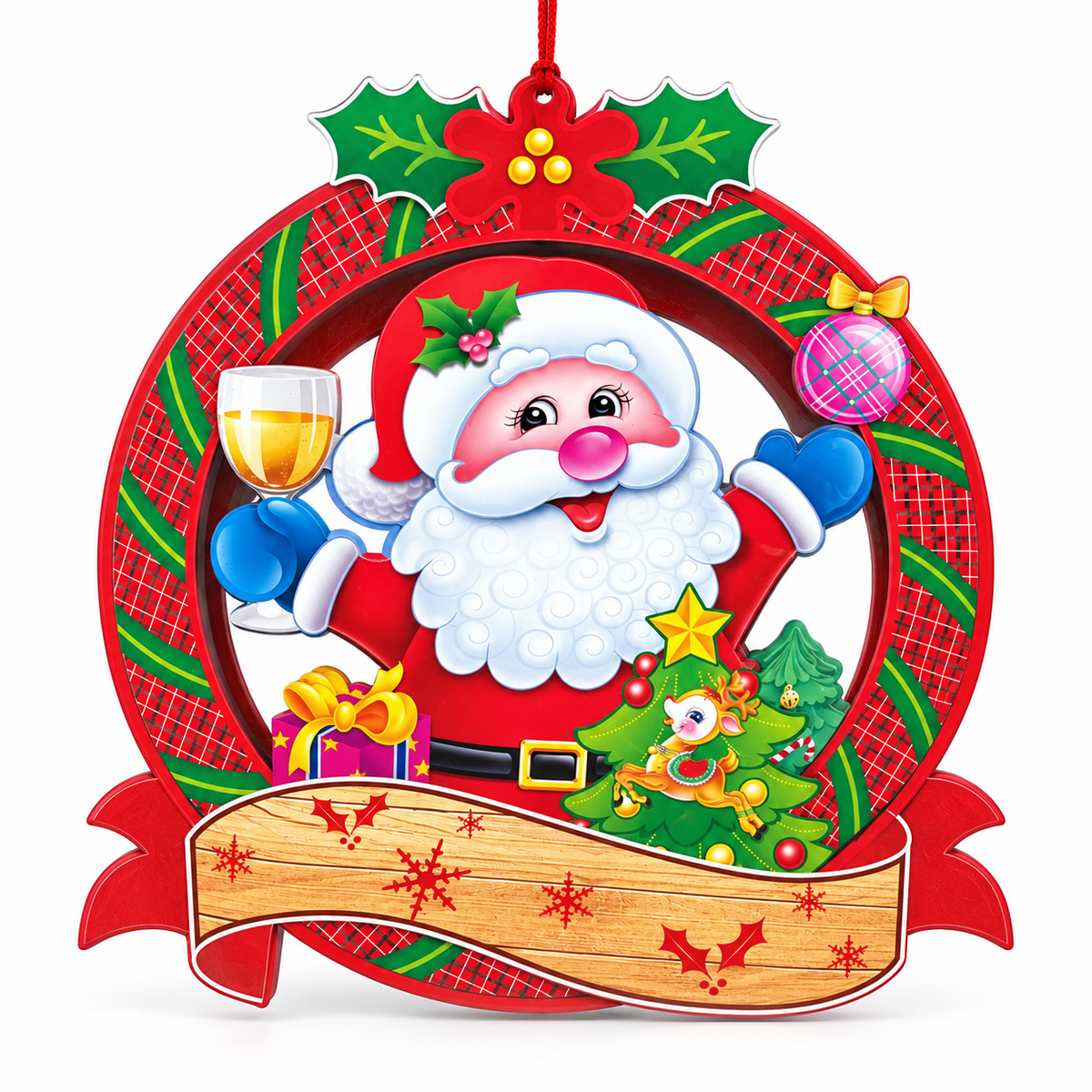 Christmas Santa Claus Hanging Wall Decoration – 32x36cm